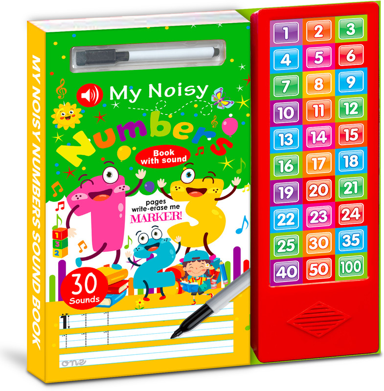 HELLO FRIEND My Numbers Sound Book with 30 Click Sound Wipe and Clean, Learn, Practice Play Basic concepts with Sound Module and wipe & clean pen. Age 24 months and over.(Multicolor)