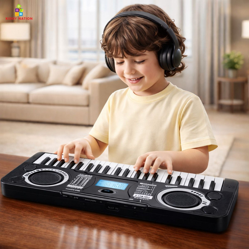CRYNBOO KIDZ 37 Keys MELODY Piano Keyboard Toy for Kids with 37 Tunes|Plug & Play / Battery(Black)
