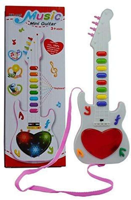 K.D Tinytots 3D Light Musical Guitar Toy with Strap for Kids(Multicolor)
