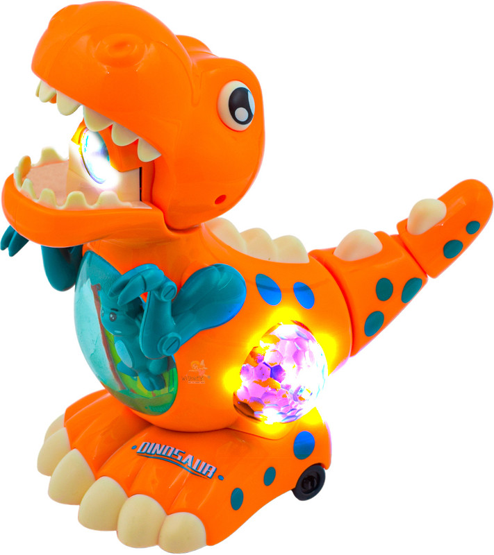 WISHKEY Musical Dinosaur Bump and Go Battery Operated Toy with Lights and Moving Parts(Multicolor)
