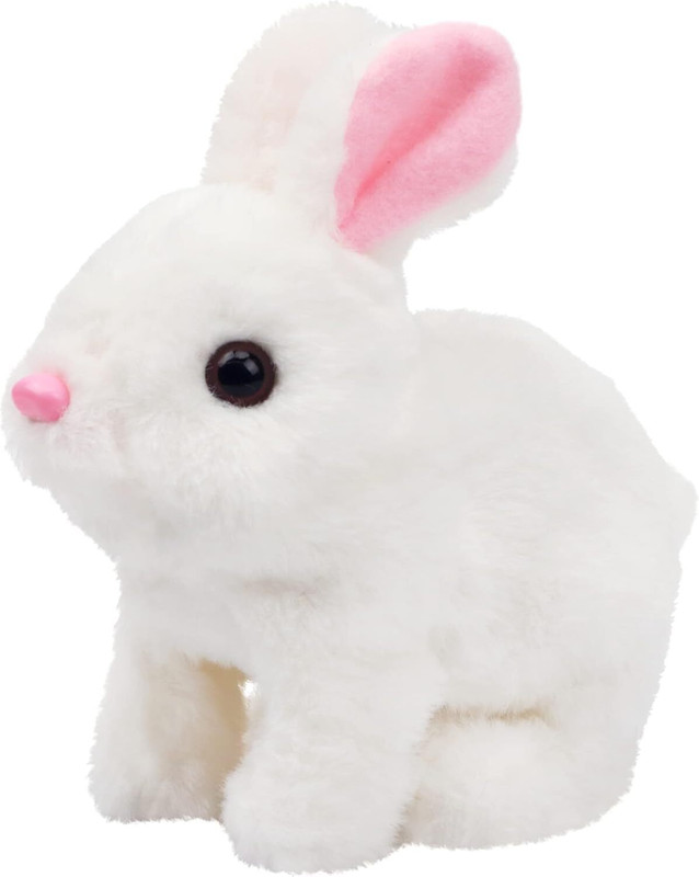CRAZYABBS Hopping Walking Bunny Toy with Sounds, Jumping Rabbit Wiggling Ears(White)