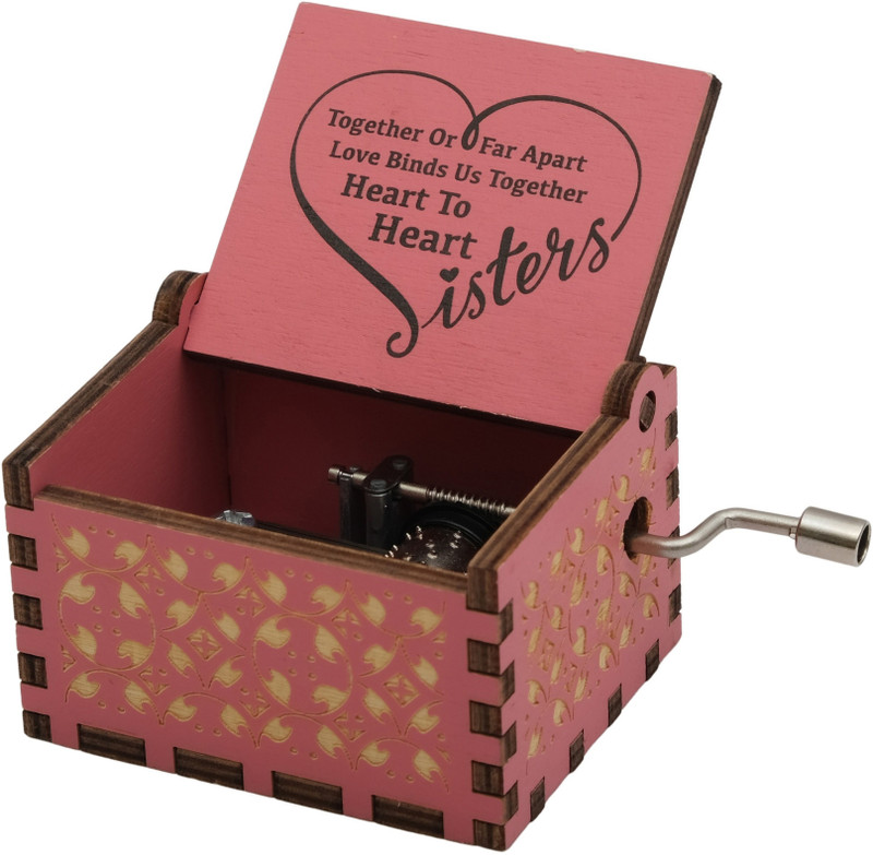 Store2508 Wooden Vintage Hand Cranked Music Box True Friends You Are My Sunshine for Gift(Multicolor)