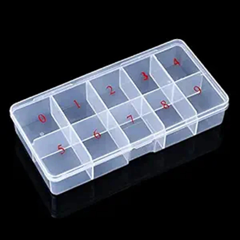 NAILWIND Nail Tip Box False Empty Nail Tips Organizer Storage Box, 10 Number(paces Storage Case Container Nail Box Plastic Grid Box)