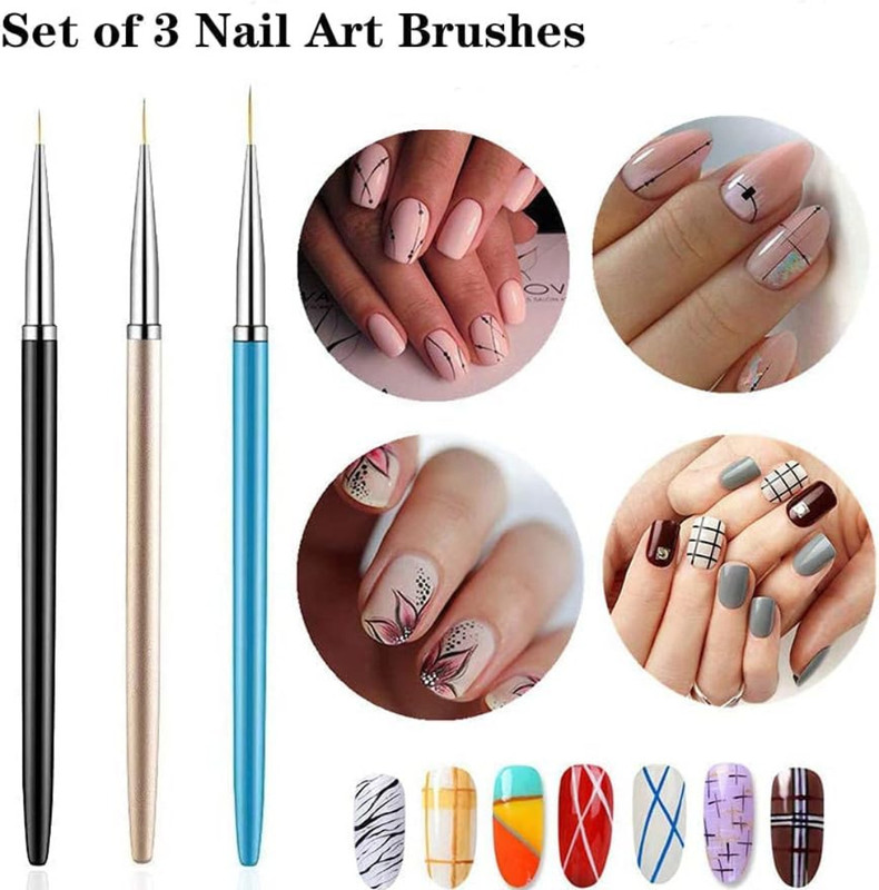 RUBY FACE 3 pcs nail art detailing brush(Multicolor)