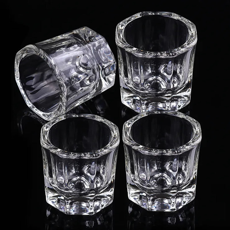 Gleevia Dappen Glass for Nail Art Acrylic Liquid, Clear Glass Monomer Liquid Bowl Combo(Transparent)