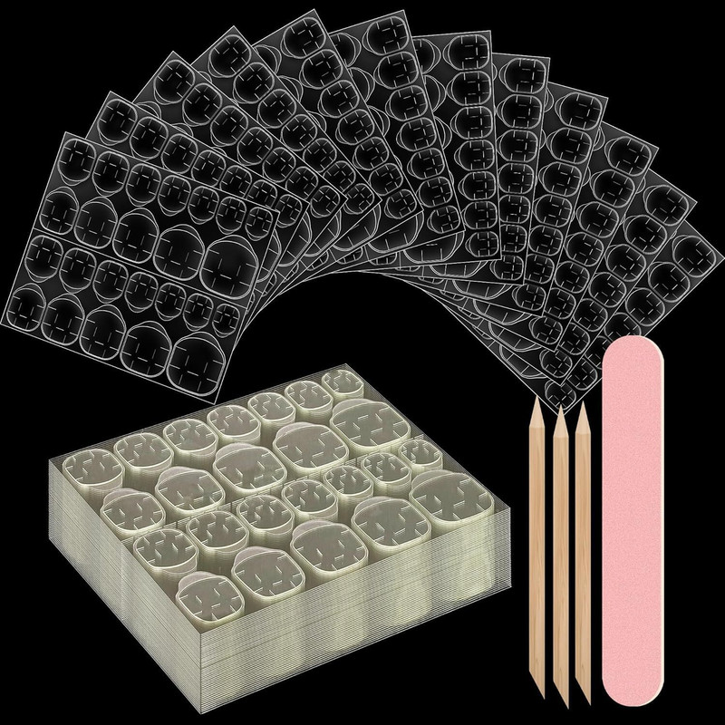 costica 720pcs 30 Sheets Nail Adhesives Tabs for Press on Nails(TRANSPARENT)