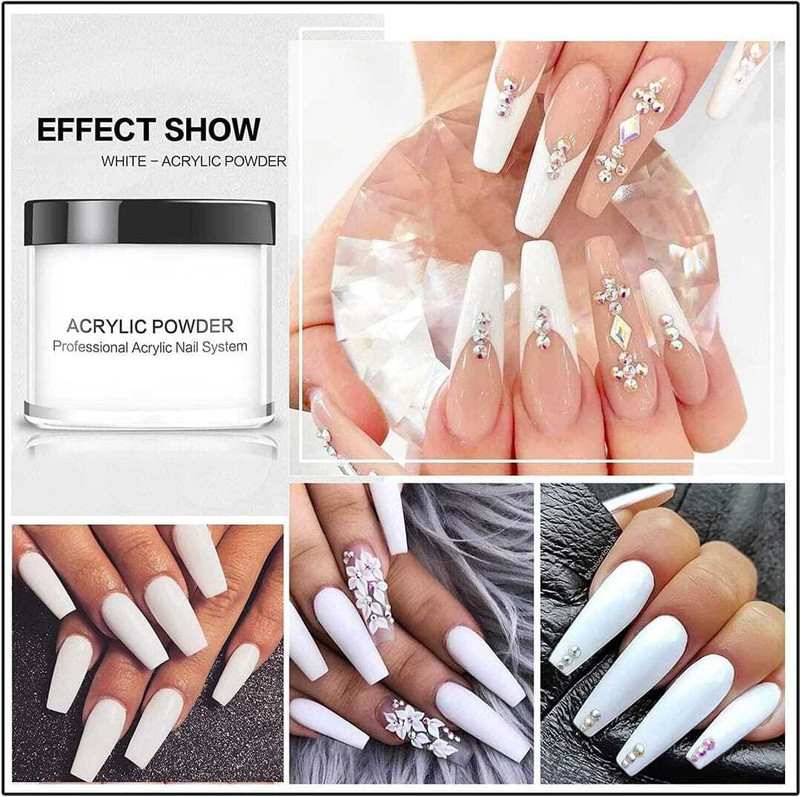 DEQNAIL Nail Art Acrylic Powder Crystal Nail Art Tips Builder Acrylic Nail Powder(WHITE)