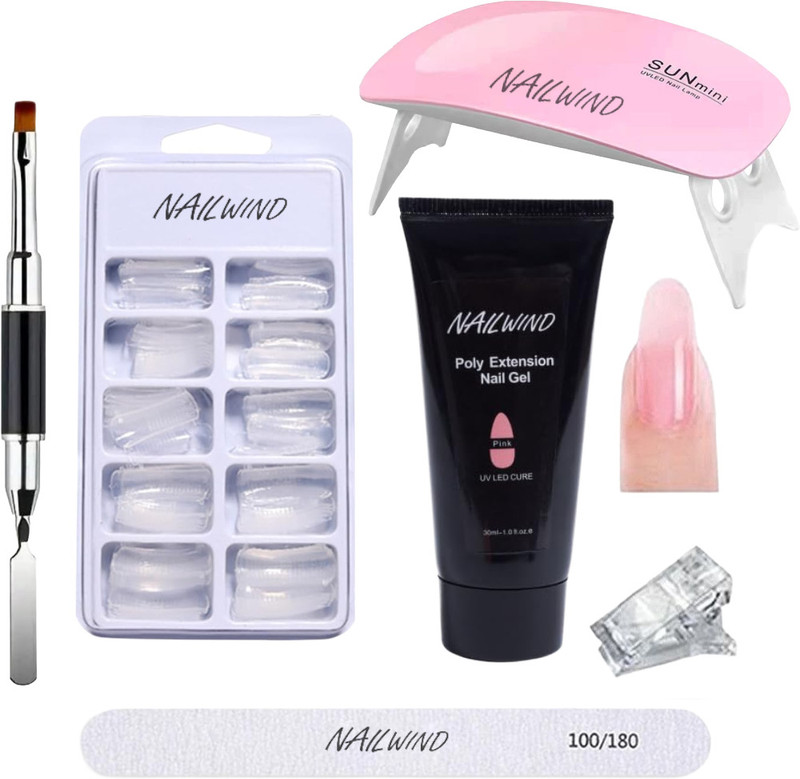 NAILWIND Poly Nail Extension Gel Kit for Builder Gel UV Nail Art Kit Nail Extension Set(PINK)