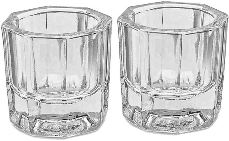 NAILWIND Dappen Dish Cups for Nail Art Acrylic Liquid - Clear Glass Nail Monomer Liquid(Bowl Dampen Dish Acrylic Powder Holder, Acrylic Glass Jar for Nails pack of 2)