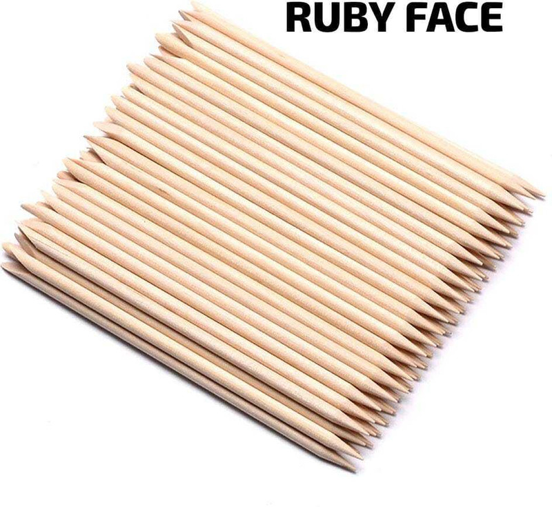 RUBY FACE 100PCS Orange Sticks for Nails 4.5 Inch - Wooden Cuticle Pusher & Remover Set(Non-Toxic, Skin-Safe - Wood Tools for Manicure & Pedicure)