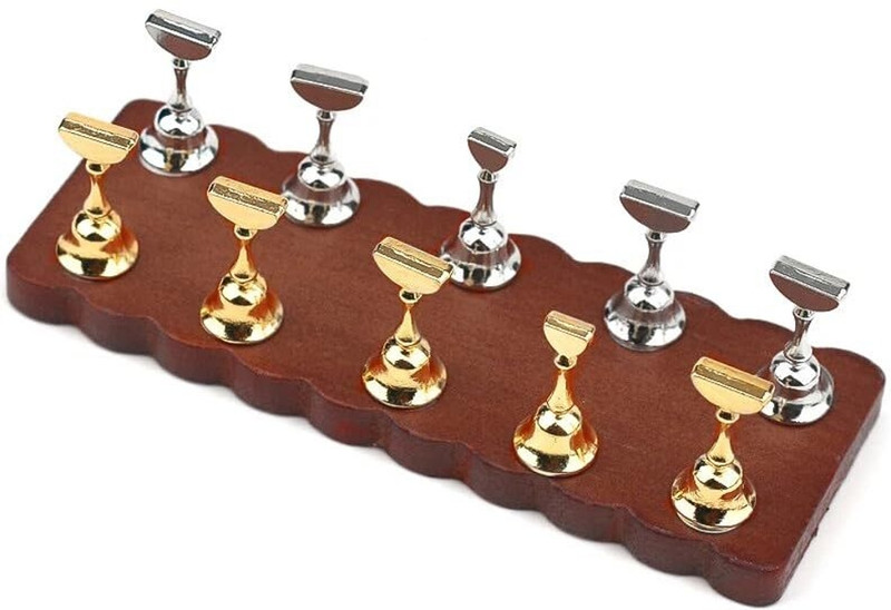 Vayve Wooden Nail Display Stand - Tip Practice Stand With Magnetic Holder for Nail Art(Walnut Color - DIY Nail Art and Manicure Tools)