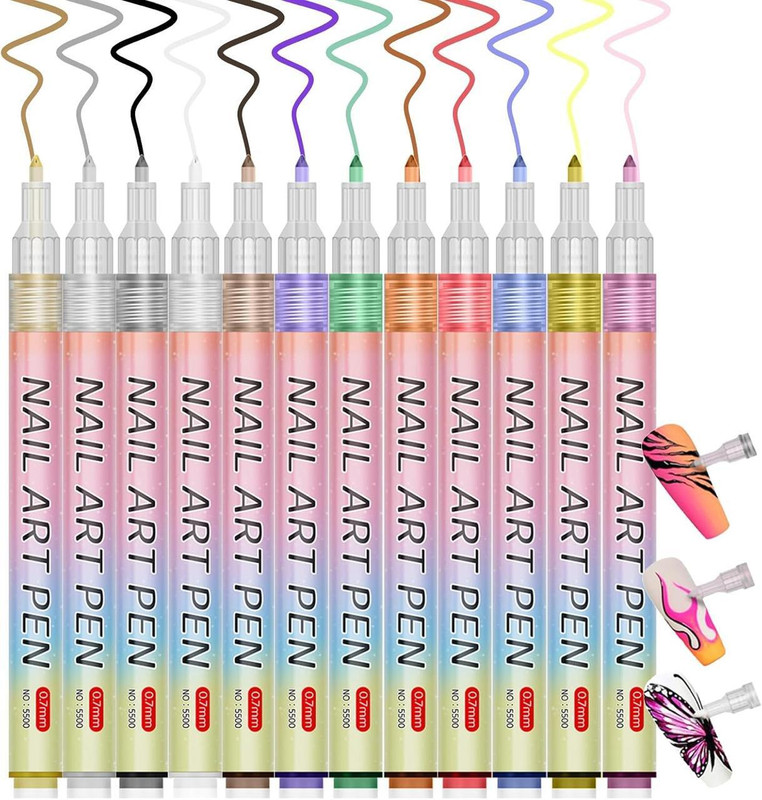 BV ENTERPRISE 12 Color Acrylic Paint Pen Set, Nail Art Drawing Pen(Multicolor)