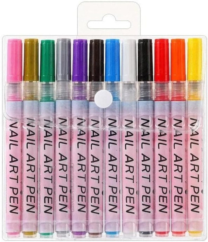 GLEAMBLUSS 12 Color Nail Art Liner Pen Set for Nail Design(Multicolor)