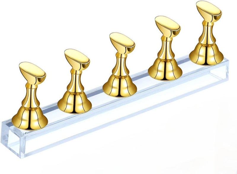 RANORE Acrylic Nail Display Stand,Magnetic Nail Tip Practice Holders(Nail Art Stands For Salon Home,Nail Holder For Painting Nails(GOLD)