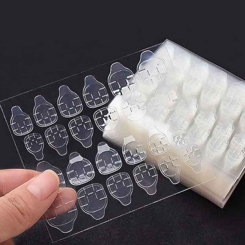 lirtiin 6 SHEETS Waterprof Breathable Jelly Double Sided Adhesive Tabs Nail Glue 144 PCS(WHITE)