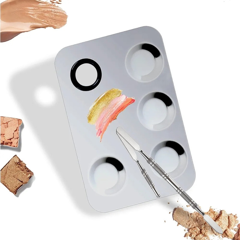 feelhigh Makeup Mixing Palette, Stainless Steel Metal with Spatula Tool(Multicolor)