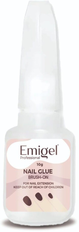 Emigel Professional Nail Glue for Artificial Nail Extensions with Brush On Applicator, Quick-Drying(Clear 10g)
