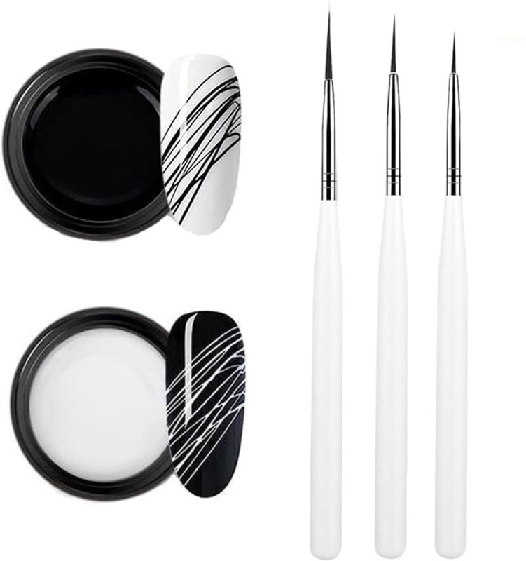 KIRA Spider Gel, New Upgraded Matrices Spider Gel's with 3 Pcs Nail Art Brushes, Nail(BLKACK)