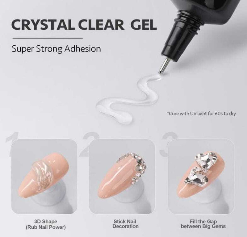 NPAH Premium Clear Nail Rhinestone Glue Gel for Perfect Nail Art(Clear)