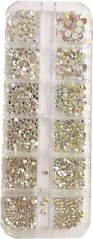 KIRA 12 Grid Nail Accessories Box, Nail Art Rhinestone Crystal Diamonds (05)(Multicolor)