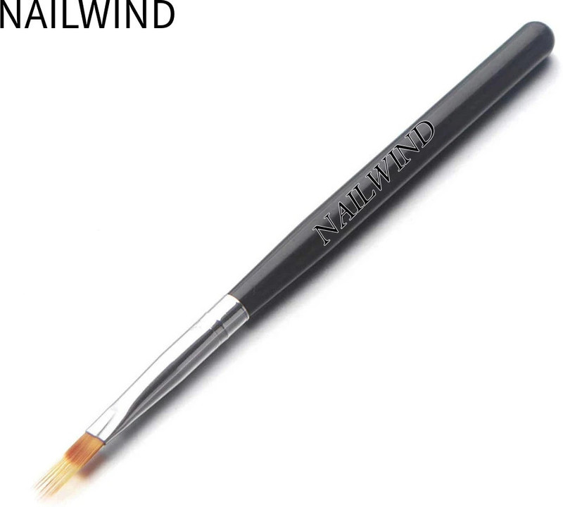 NAILWIND Black Nail Ombre Brush Gradient Painting Pens Brushes(With Wood Handle UV Gel Nail Art builder Brushes Kit)