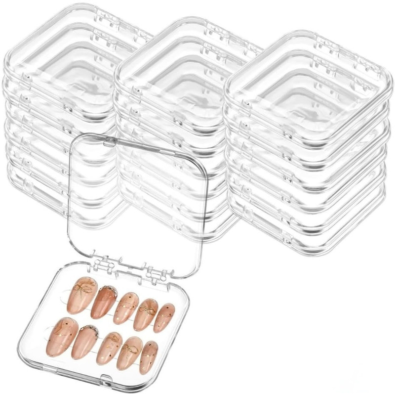 Rebelle Beauty 10pcs Press On Nail Storage Box Press On Nail Packaging Fake Nail Storage Case(Clear)