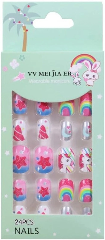 Mikama Kids Stick on Nails, Kids False Nails Cartoon Artificial Press on Fake Nail Tip(multicolor)
