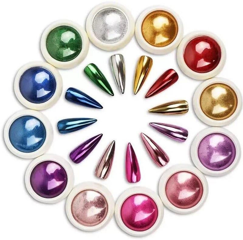 My Colors 12 Colors Super Thin Mirror Effect Nail Art Chrome Powder Holographic(MULTICOLOR 12PCS SET)
