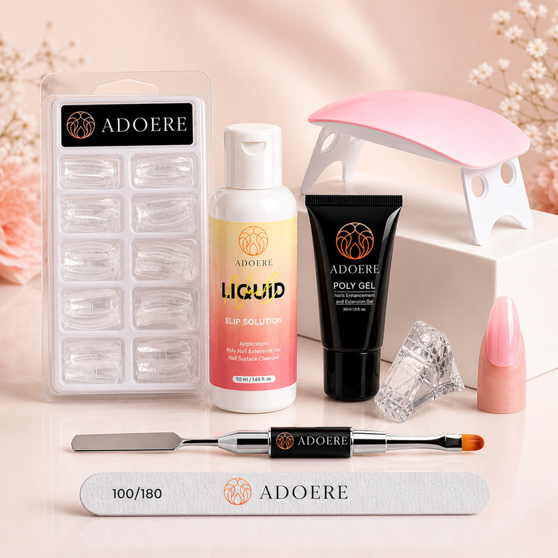 Adoere Professional PolyGel Nail Extension Kit & SlipSolution Builder UV Nail Extension(MultiColor)