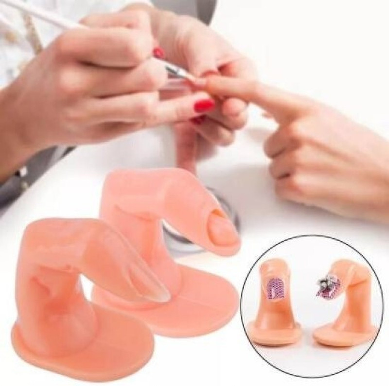 banira 2pcs Plastic Practice Fake Finger Nail Art Model Finger Tool Adjustable(nude)
