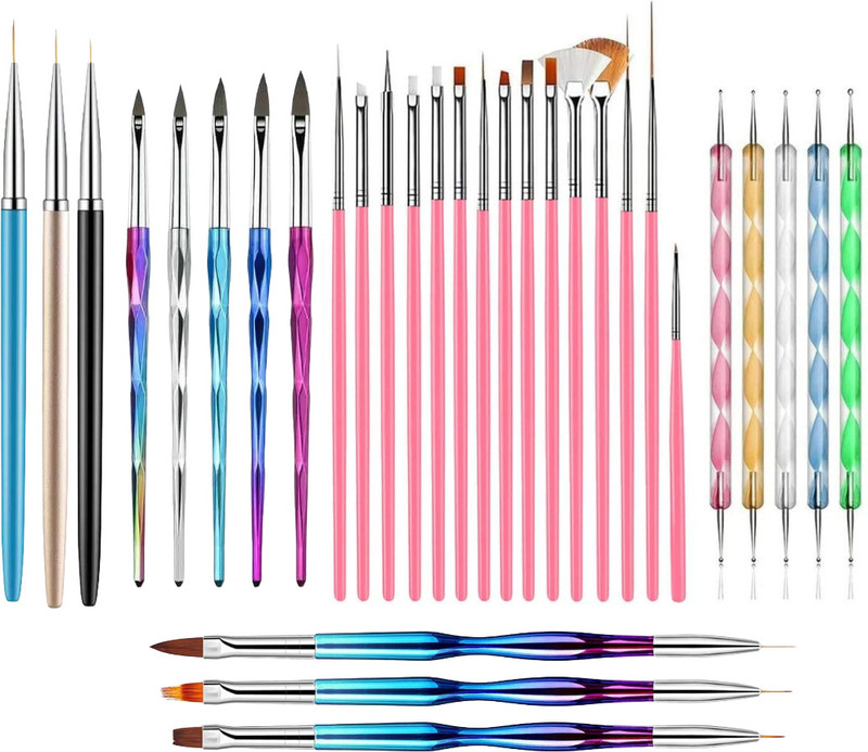 My Colors 31pcs Nail Art Brushes,Nail Art Tool Set,Nail Dotting Tools(Nail Art Brushes for Long Lines,Nail Drawing Pen For Nail)
