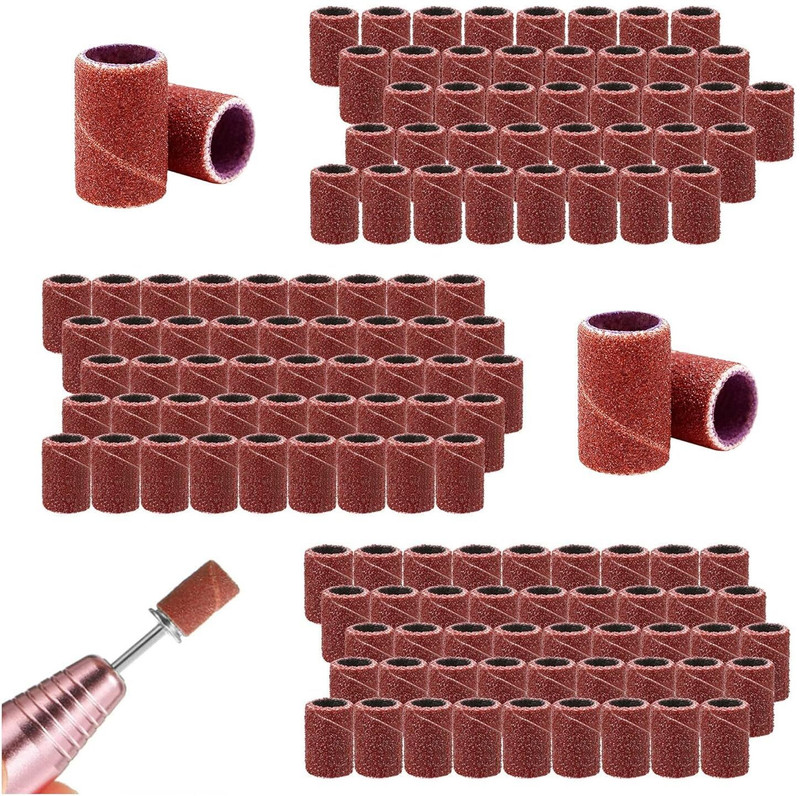 NAILWIND Nail Drill Bits, Sanding Bands 100 Pcs 180# Coarse Grit Efile Sand Set Electric(File Nail Bits for Manicures and Pedicures Care Nail Tools)