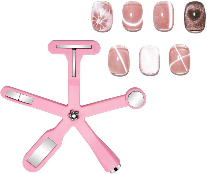 Vayve 6 in 1 Cat Eye Magnet Tool, Upgraded Cat Eye Gel Nail Polish Magnet for Nail Art(Pink)