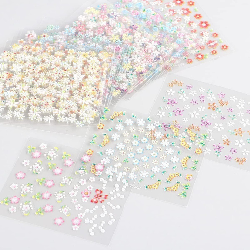 Kaurgeous Mini Flower Nail Art Stickers 15 Sheet(Multicolor)