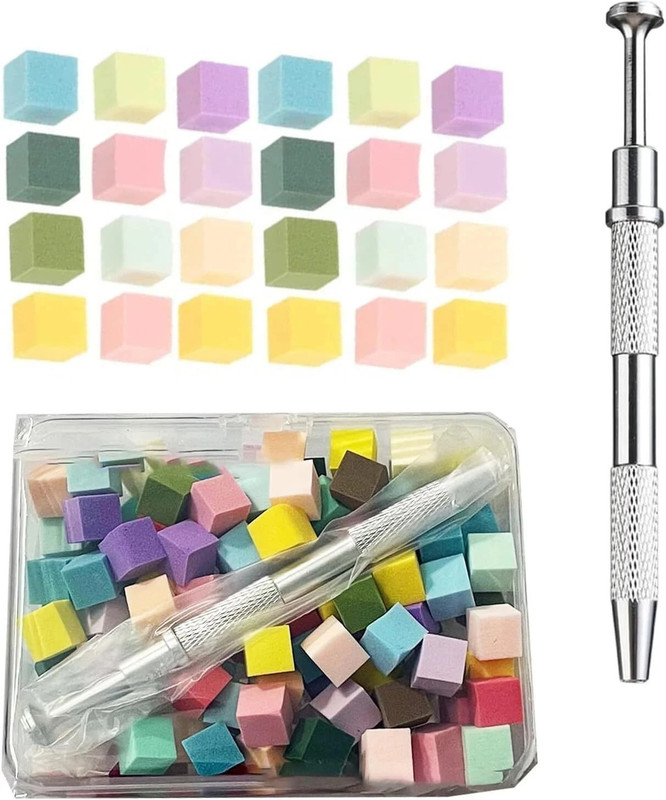 NAILWIND 50pcs Nail Art Sponge Set with 4-Claw Metal Grabber, Easy for Ombre Nail art(Multicolor)