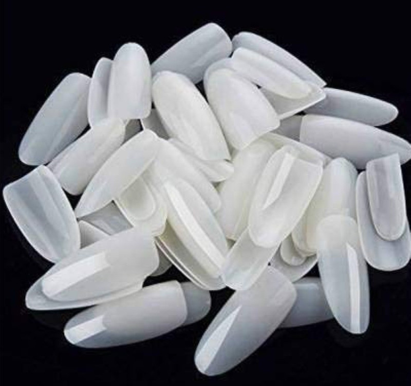 feelhigh Artificial Empress Curve 100 Tips Fake Nails with Super Glue 3gm(WHITE)