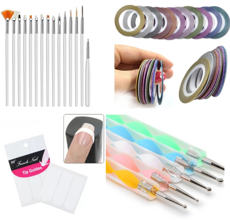 Niczico Nail Art Combo 15pcs brush 5pcs dotting tools 3 tip guide 10 tape(multi)