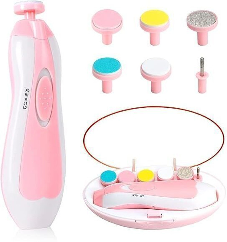 NUCLETRIC Electric Baby Nail Trimmer with 6 Grinding Heds for Newborn Baby