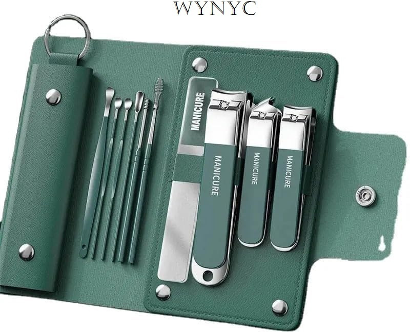 wynyc 10-in-1 Manicure Set Nail Clippers Kit, High-Carbon Steel with Leather Case