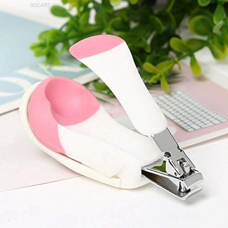 GOCART Baby Safety Nail Scissors Nail Clippers with Magnifier In Pink Color