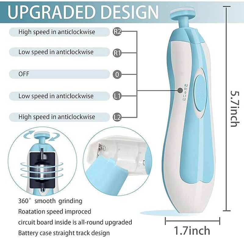 UZAN Baby Nail Clippers with Light and 6 Grinding Pads for Newborn Infant Toddler