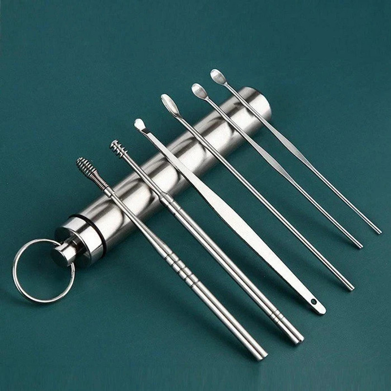 FLOSTRAIN 6 Pcs Ear Cleaning Tools with Aluminum Tube Ear Cleaning Tools