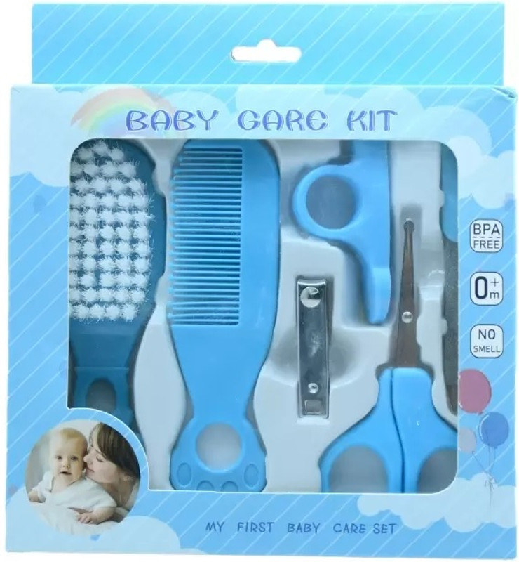 Babyhashtag 5 in 1 Grooming Kit / Gift Set For New Born To 5 Year (Blue)
