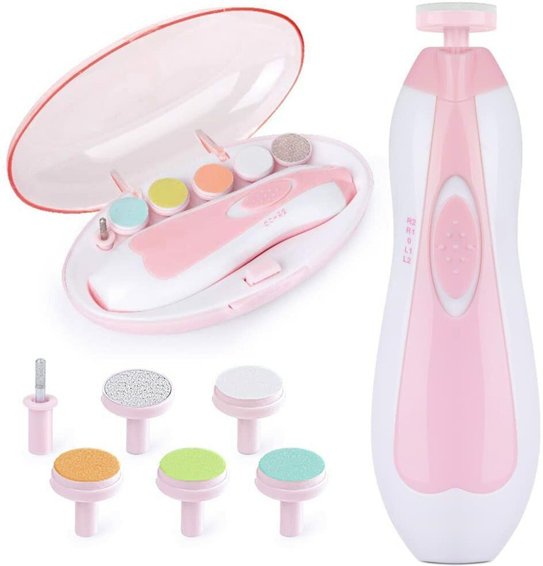 DeepCuisine New Baby Nail File Electric,Baby Nail Trimmer with 6 Grinding Heads