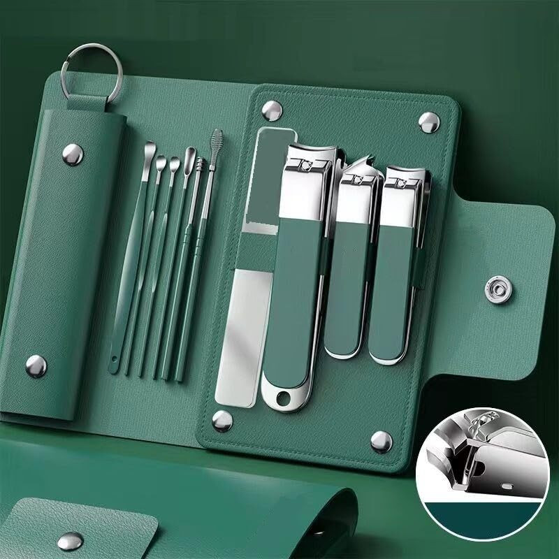 TechTrove Cutter Kit with Ear pick Set Leather Pouch for Men