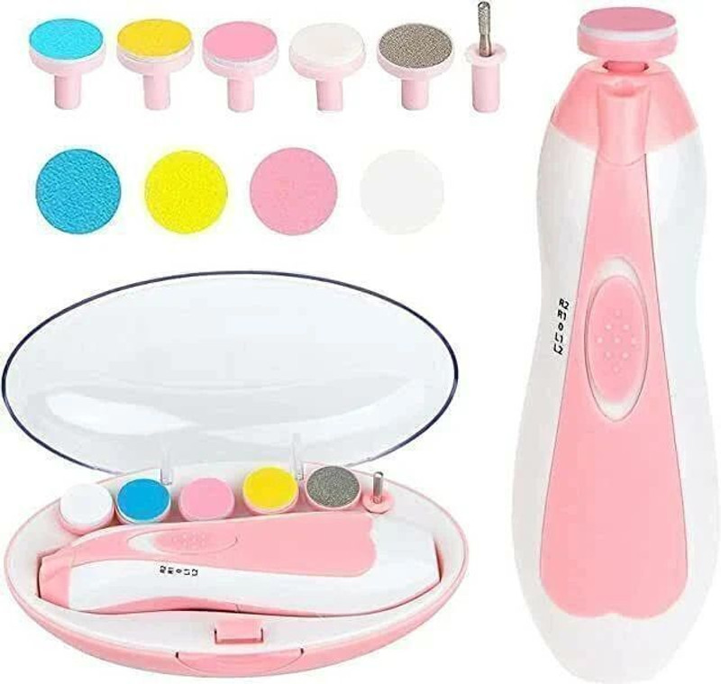 Showell New Baby Nail File Electric,Baby Nail Trimmer Heads Safe (Pink)