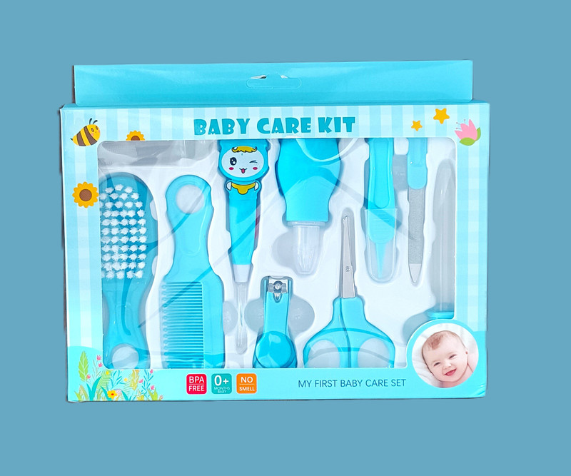 Maa Cares Complete Health Care and Grooming Kit for babies | 10 pieces | Blue |