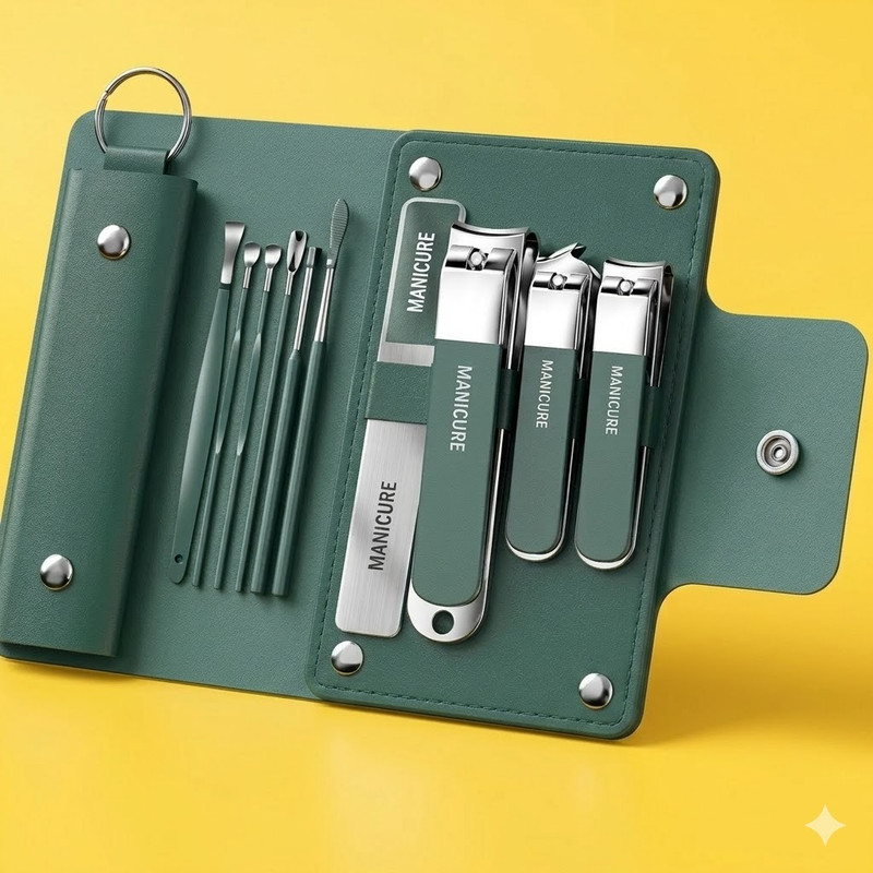 Hevir 10 in 1 Stainless Steel Manicure Pedicure Kit with Travel Case