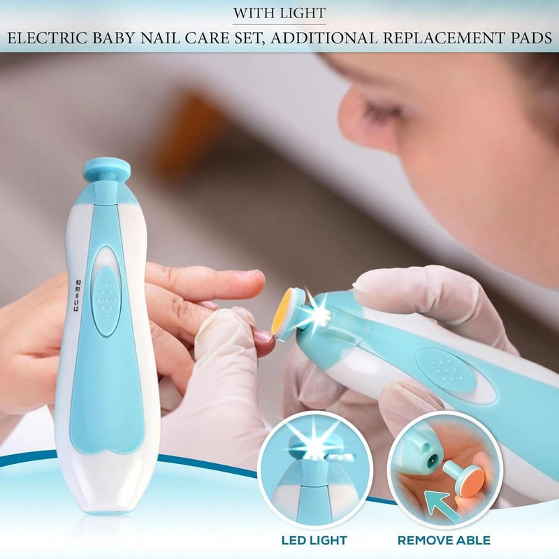 credebs New Baby Nail File Electric,Baby Nail Trimmer Heads Safe(Blue11)