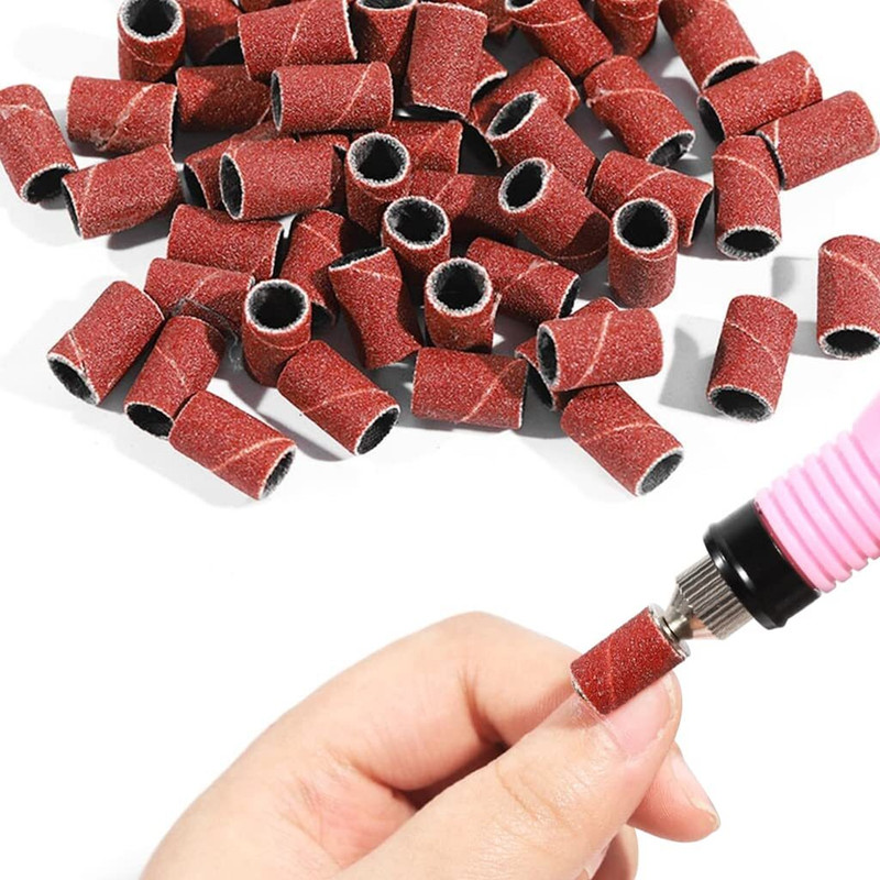RUBY FACE 100 Pcs Nail Sanding Bands Drill Bit Professional Nail Drill File Refill for(Manicure Pedicure Tool (80#))